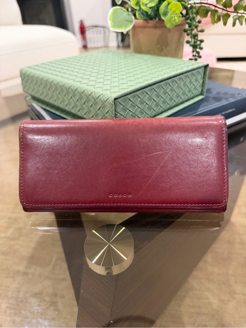Coach Burgundy Leather Continental Wallet